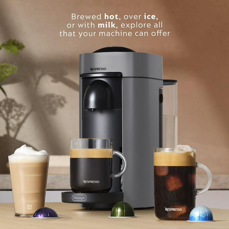Nespresso VertuoPlus Coffee and Espresso Machine by De Longhi with Aeroccino Grey