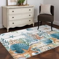thumbnail image 3 of Area Rugs for Living Room 4x6 Ft, Teal Blue Coastal Non Slip Area Rugs for Kitchen Bedroom Entryway, Summer Beach Starfish Shell Coral Nautical Vintage Washable Carpet Runner Rug Floor Mats, 3 of 8