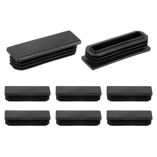 Uxcell 8 Pcs 3 1/8 x 1 Inch Tapones de extremo de tubo rectangular para postes de metal, patas de silla, mesa, estanterías, negro
