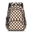 thumbnail image 2 of Brown and White Checkered Pattern Backpack for School, Cute School Bag with Adjustable Shoulder Straps and Padded Back, 16.9"x12.6"x5.9", 2 of 4