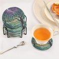 thumbnail image 3 of Yayeee 6 PCS Drink Coasters with Holder Set Woven Absorbent Round Tabletop Hot Pad, Moonlight Forest, 3 of 7