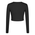 thumbnail image 5 of Zshosam Womens Long Sleeve Shirts Slim Fit Crew Neck Going Out Tops Basic Tees Trendy Fashion Fall Outfits 2024(Black,M), 5 of 7
