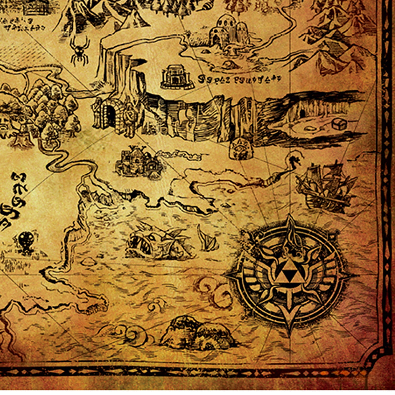 Pyramid America: The Legend of Zelda: Hyrule Map - 11x17 Poster Print - Video Game World View Artwork, Licensed Nintendo Wall Decor, Fan Collectible