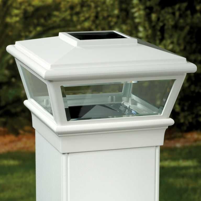 Deckorators white solar led 2024 plastic deck post cap