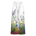 thumbnail image 7 of MYAOYI Women's Summer Beach Resort Watercolor Wildflower Print Wide Leg Pants, Smocked Elastic High Waist Loose Flowy Palazzo Trousers for Travel Holiday, 7 of 7