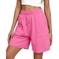 thumbnail image 2 of MOSHU Womens Cotton Shorts Drawstring Waist Sweat Shorts for Women Summer Casual Shorts with Pockets, 2 of 10