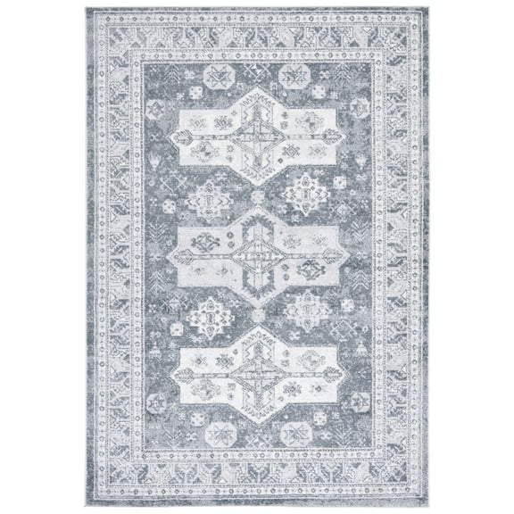 SAFAVIEH Toscana Callista Oriental Polyester Area Rug, Grey/Dark Grey, 5'3" x 7'6"
