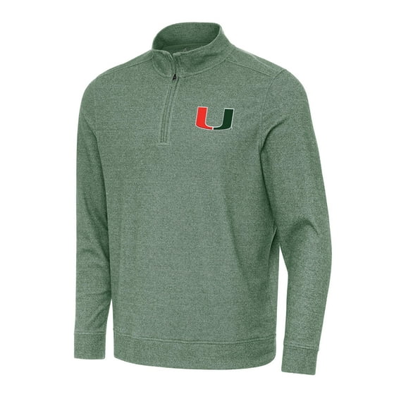 Men's Antigua Hunter Green Miami Hurricanes Subtle Quarter-Zip Sweatshirt
