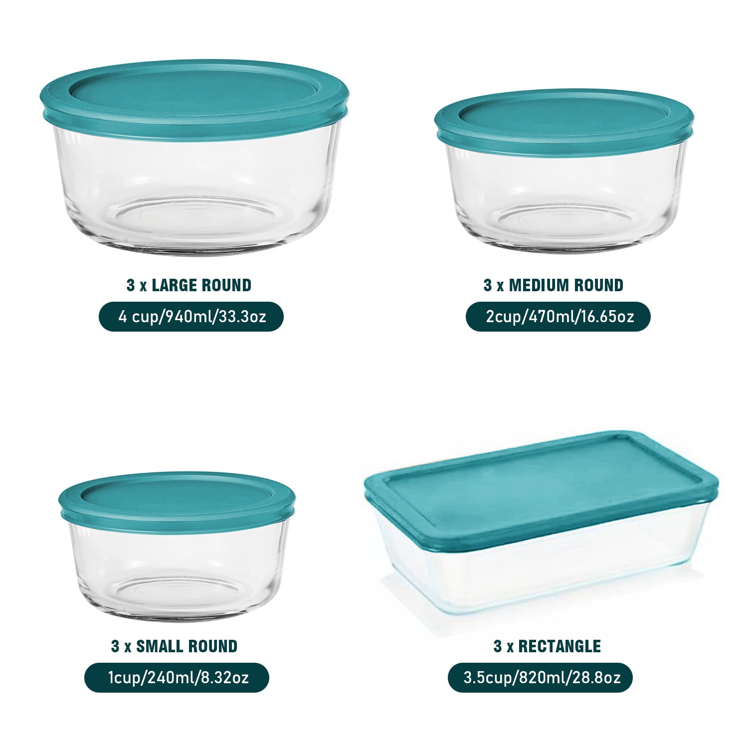 24Pcs Glass Food Storage Containers with Lids(12 Containers & 12 Lids), Stackable Airtight Meal Prep Lunch Boxes Bowls, Microwave Freezer Dishwasher Safe, Green