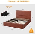thumbnail image 6 of Senfot Full Size Double Drawer Soft Bag Bed Frame, PU Brown Upholstered Bed Frame with Spacious Storage, Soft and Comfortable, No Box Spring Needed, 6 of 7