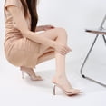 thumbnail image 6 of Women's Clear Pointed Open Toe Stiletto Heel Slide Sandals – Fashion Slip On Transparent Strap High Heels Mules for Party Wedding Prom, 6 of 13