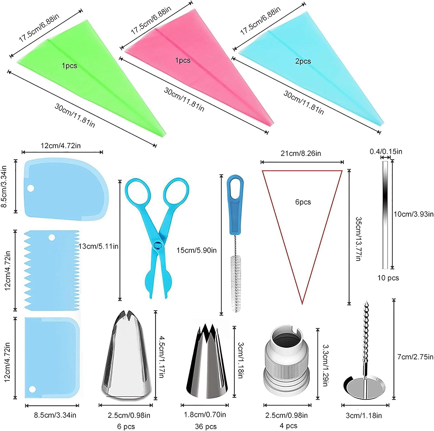 BSHAPPLUS® Piping Bags and Tips Set, 72 Pcs Cake Decorating Supplies Kit,Cake Decoration Kit with 20 Frosting Bags, 42 Icing Tips Pastry, Cookie, Cupcake and Baking Supplies
