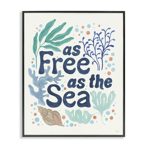 Stupell Industries Nautical Free As Sea Nautical & Beach Painting Black Framed Art Print Wall Art, 11 x 14