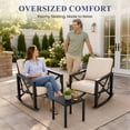 thumbnail image 4 of POTEBAN 3-Piece Black Metal Patio Rocking Chair Set, Heavy Duty 350 lbs Capacity Outdoor Bistro Furniture Set with 2 Rockers, Thick Cushions and Coffee Table for Porch, Rust-Resistant, Beige, 4 of 9