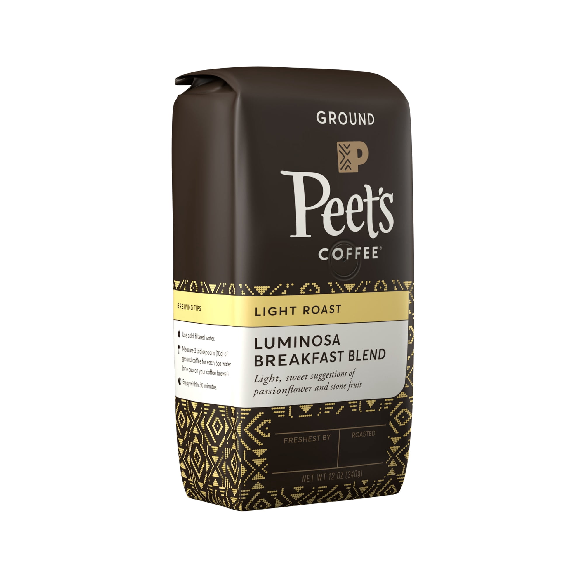 Peet's Coffee Luminosa Breakfast Blend, Light Roast Ground Coffee, 12 oz Bag