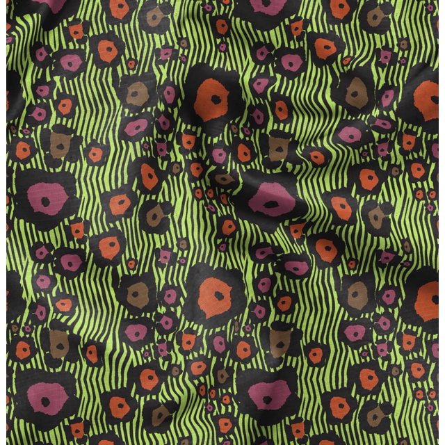 Soimoi Green Poly Georgette Fabric Wild Animal Skin Print Fabric by Yard 52 Inch Wide
