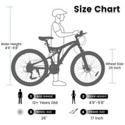 RAISTYW 26 inch Mountain Bike for Men, All Terrains Shimano 21 Speeds MTB Commuter Bicycles for Ages 16+, Fits Riders 59-75, Adult, Red