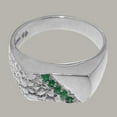 thumbnail image 5 of LBG British Made 9k White Gold Natural Emerald Mens band Ring - 33 size options - Size 11.5, 5 of 6