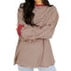thumbnail image 2 of Camiseta de Larga Extragrande para Mujer, Túnica A Rayas con Bloques de Color, Sudadera Holgada de Otoño con Cuello Redondo y Rojo S, 2 of 10