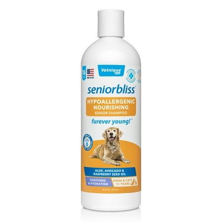 UPC: 0810082380330 | Seniorbliss Hypoallergenic Dog Shampoo for Aging Dogs with Sensitive Skin by Vetnique Labs – 16oz