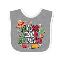 Inktastic My 1st Cinco De Mayo with Sombrero Red Chili Pepper Taco and Cactus Boys or Girls Baby Bib
