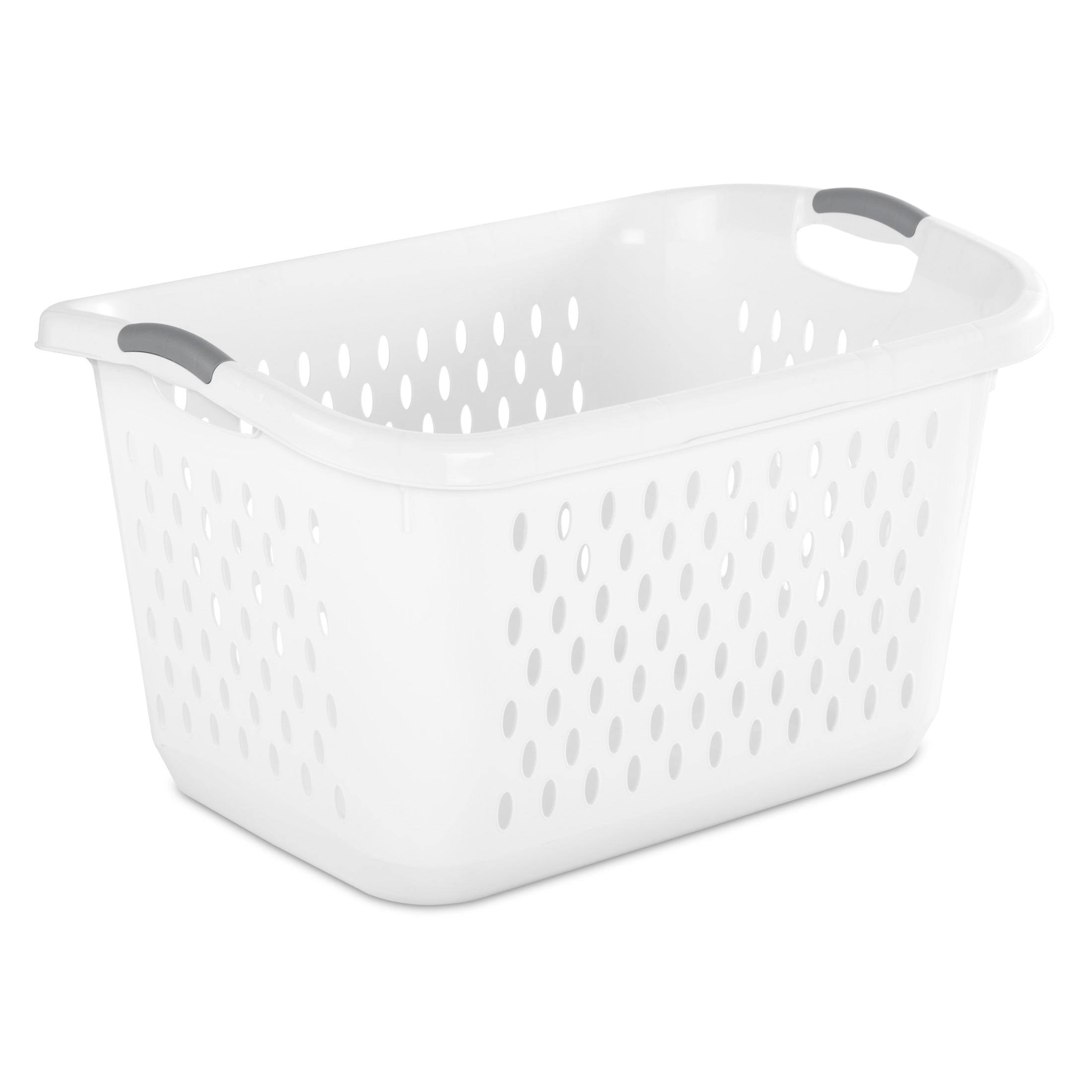 (2 pack) Sterilite Extra Large 2.7 Bushel Plastic Laundry Basket with 2 Carry Handles, White, Adult
