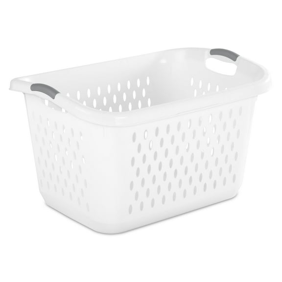 Sterilite Extra Large 2.7 Bushel Plastic Laundry Basket with 2 Carry Handles, White, Adult
