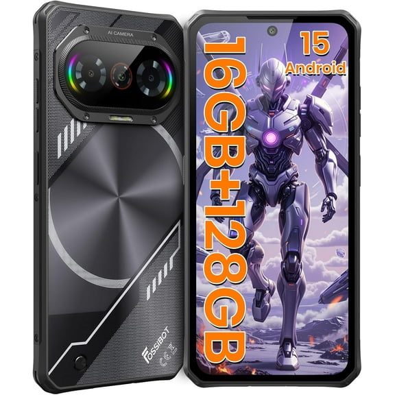 FOSSIBOT F114 Rugged Smartphone Unlocked Android 15 16GB RAM 128GB/1TB ROM 6.67" 90Hz HD Display 50MP AI Camera Waterproof IP68/IP69K NFC