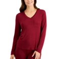 thumbnail image 2 of Alfani Womens Essentials Long-Sleeve Pocket Pajama T-Shirt Size Large Color Garnet Stone, 2 of 2