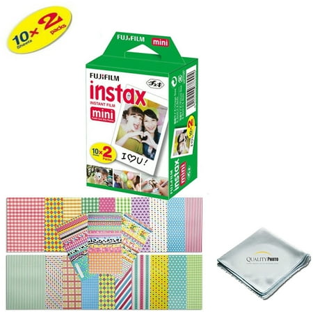 : Fujifilm INSTAX Mini Instant Film 2 Pack - 20 SHEETS - (White) For Fujifilm Instax Mini 8 & Mini 9 Cameras + Frame Stickers and Microfiber Cloth (Best Instant Camera Reviews)
