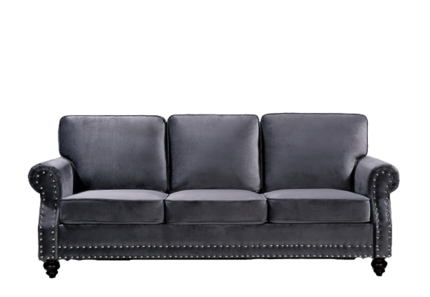Uspridefurniture Feingold 85'' Velvet Rolled Arm Sofa - Gray