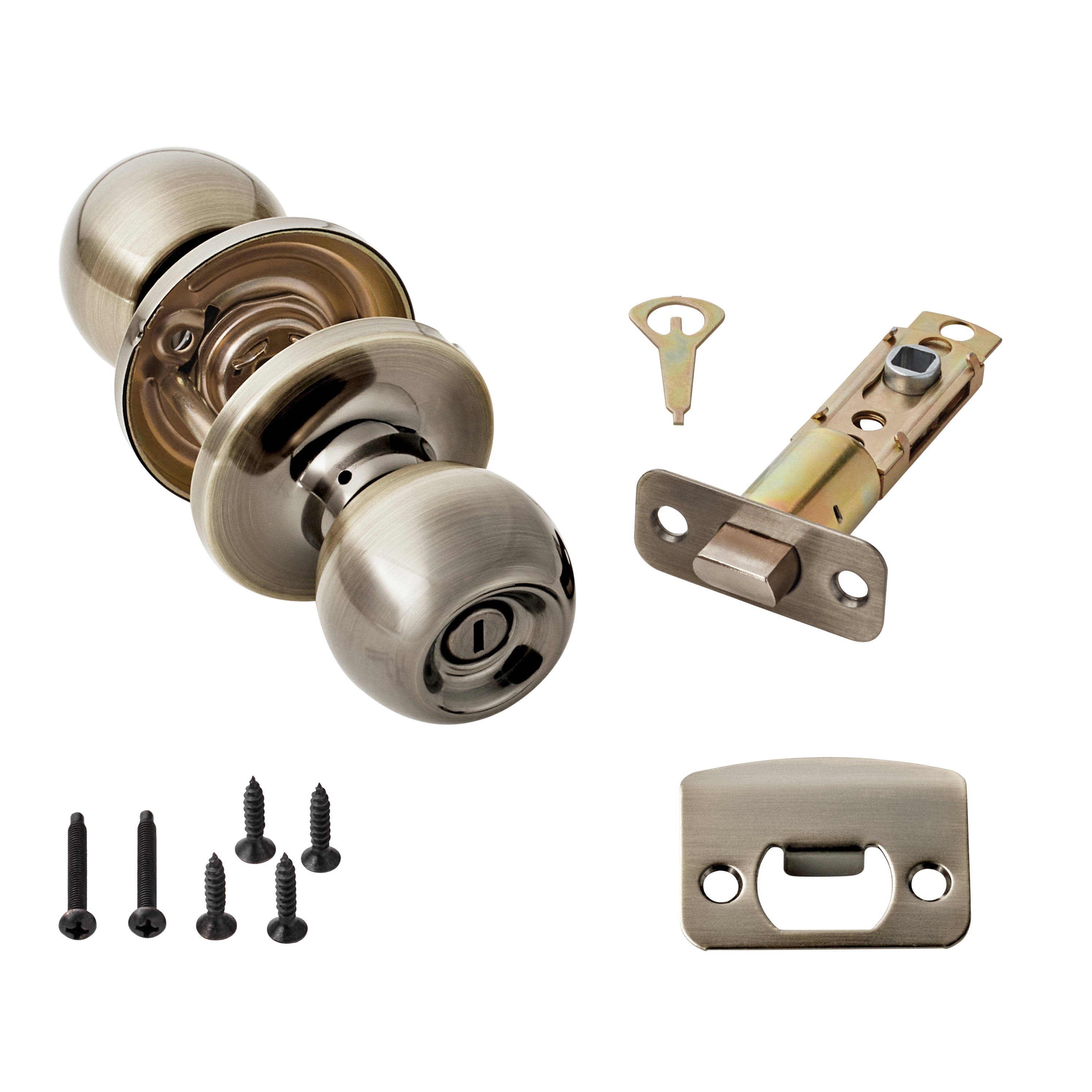 ⌘ Porte-Bonheur ⌘ Hyper Tough Interior Locking Bed and Bath Doorknob Antique