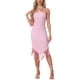 thumbnail image 2 of INSPIRE CHIC Vestido de fiesta para mujeres midi elegante con tirantes halter, sin mangas, con flecos, vestido de noche ajustado largo color rosa claro M, 2 of 5