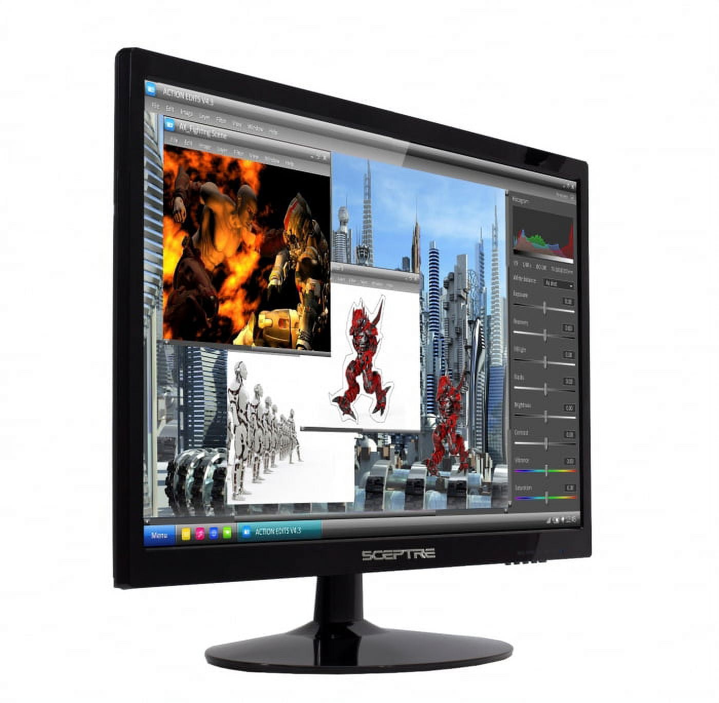 Sceptre 1920x1080 HDMI DVI VGA LED FHD 22-Inch Monitor - E225W-19208A Build-in Speakers, True Black (2017)