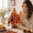 thumbnail image 5 of Aoznliie DIY Beaded Christmas Tree Kit, Maple Bead Kit Christmas Tree for Desk, 8x4 inch Tabletop Christmas Decor for Home Office, Orange, 5 of 7