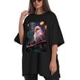 thumbnail image 4 of Plus Size Shirt for Women Black Tops for Women Oversized Short Sleeves Shirt for Women Red-Browed Bird Pink 3 T Shirt Crewneck Shirt for Women 3XL, 4 of 5