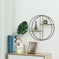 thumbnail image 3 of Wooden Iron Wall Shelf Wall-Mounted Storage Rack Organizer Holder Floating Shelves Display Home Decor Round Design, 3 of 7