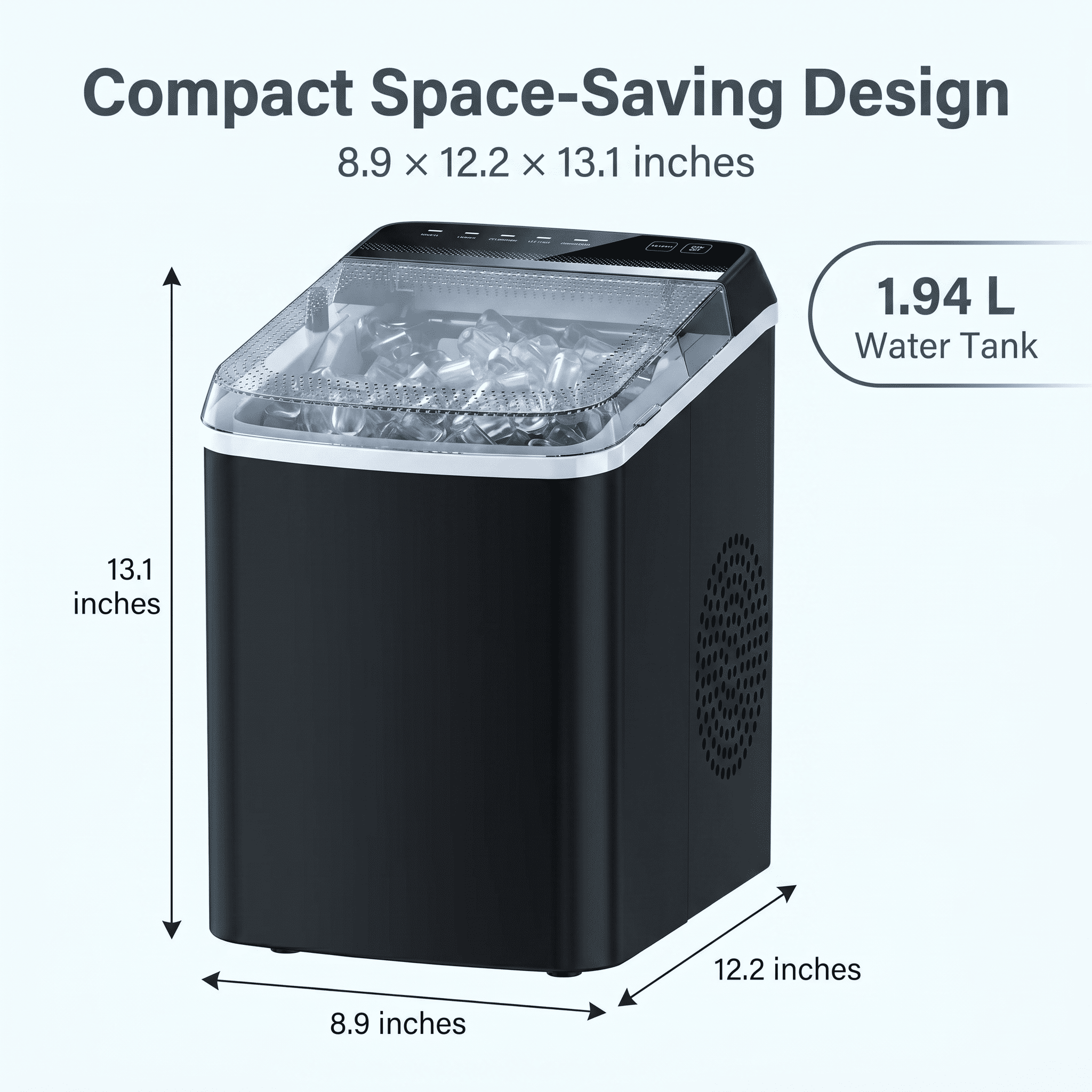 Countertop 9-Bullet Ice Maker, 33lbs/24h Portable Ice Cube Machine, 9 Ice Cubes Ready in 6-13 Mins for Home, Bar and Outdoor Recreation