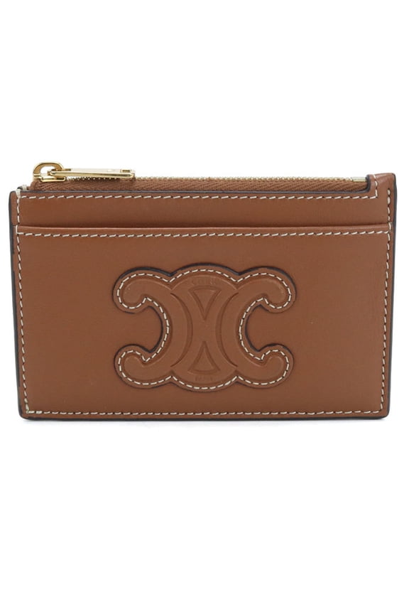 Pre-Owned CELINE Celine Wallet/Coin Case Zip Card Holder Cuile Triomphe Women's Brown