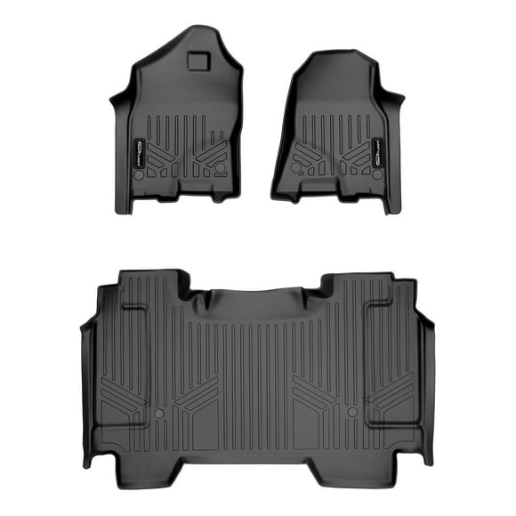 MAXLINER Custom Floor Mats 2 Row Liner Set Black 19-20 Ram 1500 Crew Cab Vinyl Flooring Without Rear Underseat Storage Box