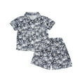 thumbnail image 1 of MIASHUI Ensemble 2 Pcs pour Garçons Chemises à Manches Courtes Hawaïennes, Gris Clair, 2-3 Ans, 1 of 3