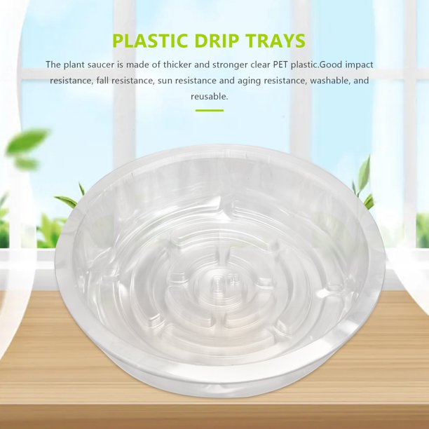10Pcs 8Inch Clear Plant Saucer Plastic Drip Trays for Indoor and