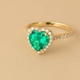 thumbnail image 3 of PEORA 2.25 Carats Created Colombian Emerald with Lab Grown Diamonds Sweetheart Ring for Women 14K White Gold, Heart Shape, Size 5.5, 3 of 5