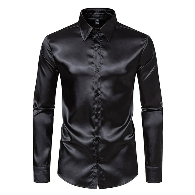 Blusa y camisa de manga larga con cuello vuelto para hombre, informal, lisa, con botones, de poliéster