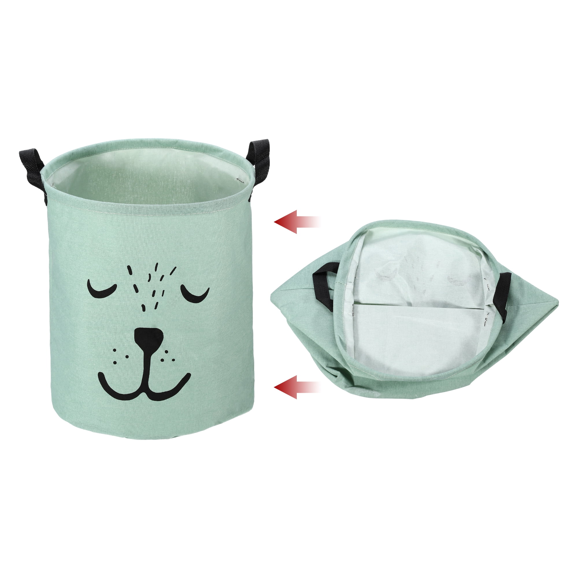Unique Bargains Foldable Cylindrical Laundry Basket 15.75"x13.78" 40L Green 1 Pc