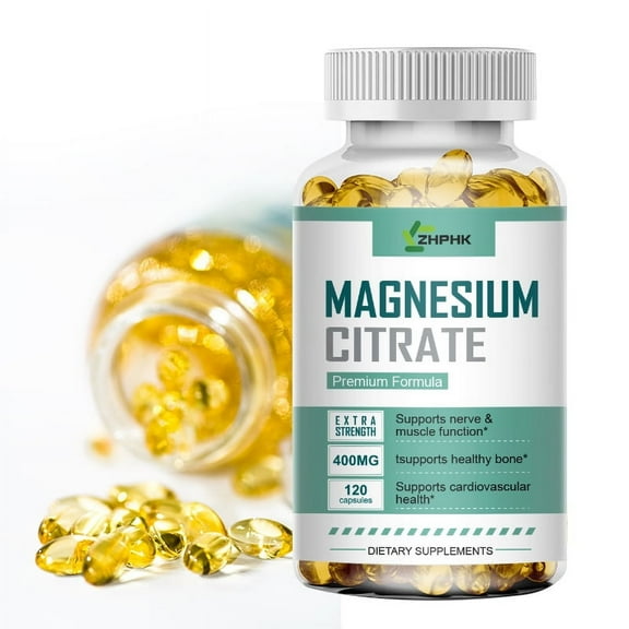 ZHPHK Magnesium Citrate 400mg Per Serving-Highest Potency Muscle Health Gluten Free 120 Capsules