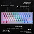 thumbnail image 2 of GK61 Mechanical Gaming Keyboard - 61 Keys Multi Color RGB Illuminated LED Backlit Wired Programmable for PC/Mac Gamer ( Gateron Optical Blue , Lavender ), 2 of 6