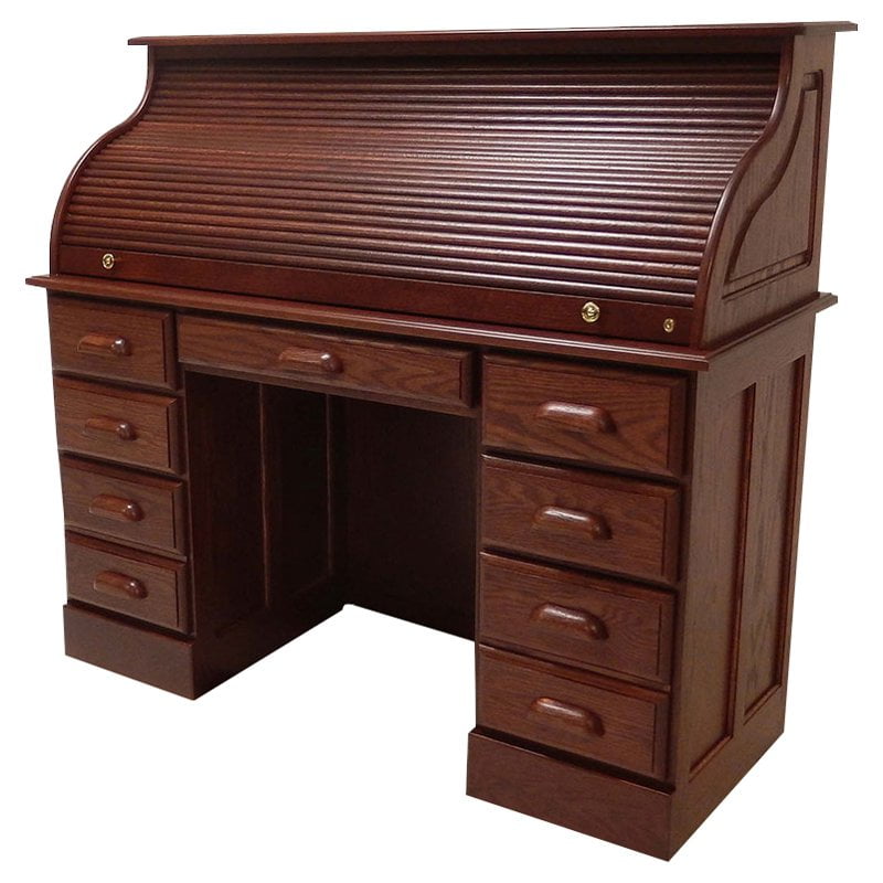 Haugen Customizable Roll Top Double Pedestal Laptop Desk Walmart Com