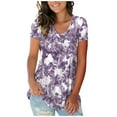 thumbnail image 1 of Birdeem Womens Fashion Plus Size Gradient Color V-Neck Short Sleeve T-Shirt Tops Blouse, 1 of 7