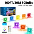 thumbnail image 3 of GUPUP 100ft Permanent Outdoor Lights, RGB Smart Eaves String Lights with 50 LEDs, App & Remote Control, IP65 Waterproof for Christmas, House Roof and Year-Round Garden Decoration, 3 of 7